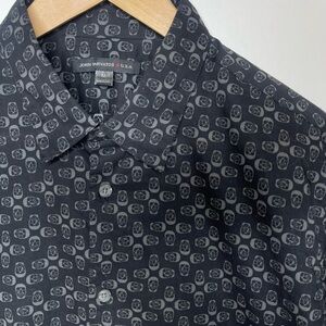 John Varvatos monogram skull bottom ups shirt, resembling Alexander McQueen